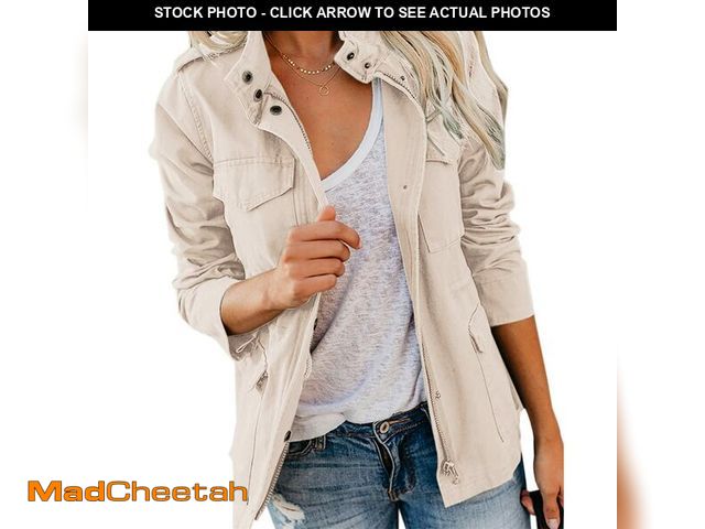 Lot 74-14272544 - Soulomelody Womens Military Anorak Jacket Zip Up Snap Button Parka Safari Utility Coat Outwear with ...