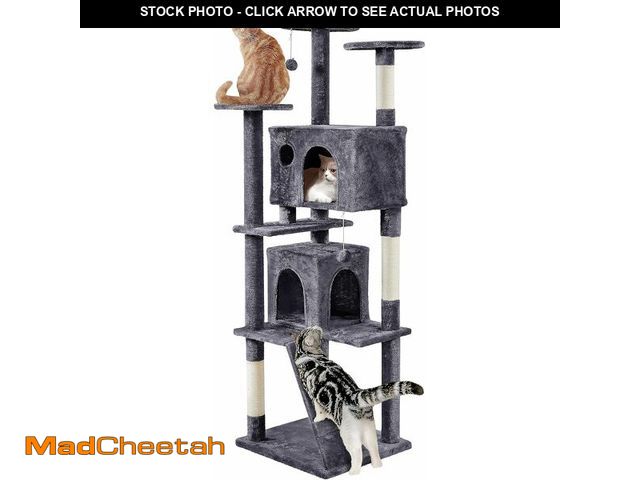 Lot 74-13042528 - Yaheetech XL Cat Tree, 80in Multi-Level Tower With Scratching Posts, Double Caves, Perched Platforms...