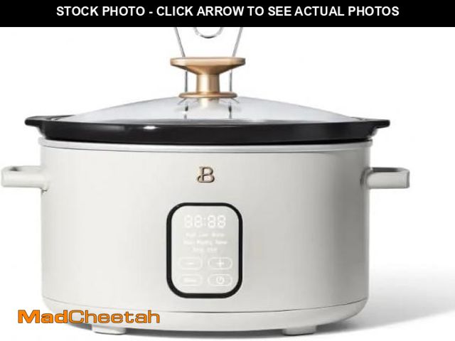 Lot 74-12422875 - Beautiful 6 Quart Programmable Slow Cooker, Drew Barrymore (White Icing) - UNUSED