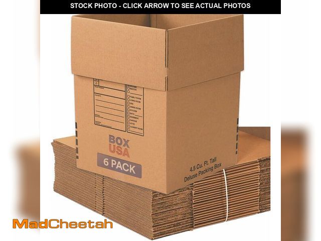Lot 74-14581684 - BOX USA Heavy Duty Moving Boxes 18"L x 18"W x 24"H (6-Pack) Large - Corrugated Cardboard Box for Shi...