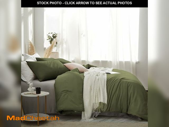 Lot 74-10956315 - Nayoroom Army Green Duvet Cover Queen Size Moss Olive Green Comforter Cover Simple Modern Solid Colo...