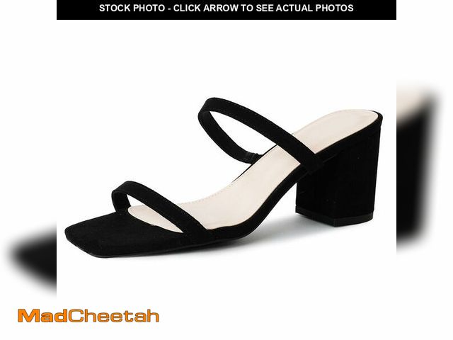 Lot 74-12437671 - J. Adams Stormi Heeled Sandals Women Dressy Summer Flat Mules- Square Toe Double Band Low Block Heel...