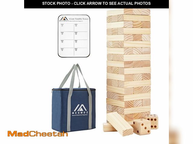 Lot 74-14269951 - Megwoz Giant Tumble Tower Games for Kids and Adults 57 Blocks New Zealand Pine Wooden Blocks Stackin...