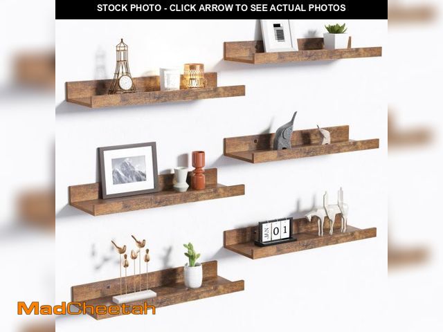 Lot 74-12443757 - upsimples Floating Shelves for Wall, Wall Shelves for Decor Storage Set of 6, Wall Mounted Wood Shel...