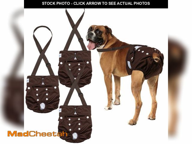 Lot 74-14212372 - Pet Soft Dog Diapers Female with Suspenders, 3 Pack Reusable Female Dog Diapers for Heat, Dog Period...