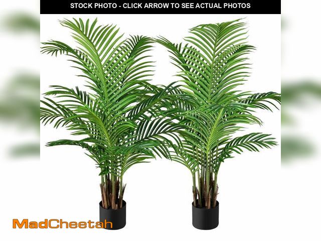 Lot 74-14608224 - Scidweet 2 Pack Artificial Palm Tree, 4 ft Greenery Fake Palm Tree Pot Plants for Home Office Indoor...