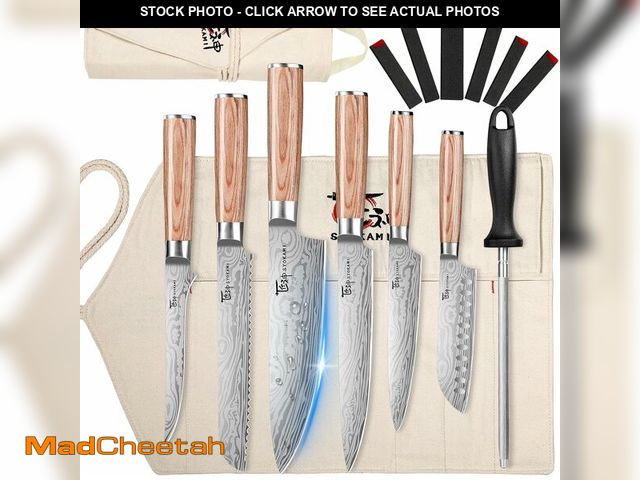 Lot 74-12847051 - SYOKAMI 14pcs Chef Knife Set with Roll Bag, Professional Stainless Steel Japanese Knife Set with Pak...