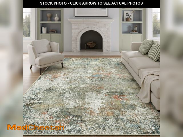 Lot 74-12810141 - PureCozy 8x10 Area Rugs for Living Room Orange Grey Non Slip Washable Neutral Modern Abstract Indoor...