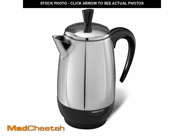 Lot 74-12700574 - Farberware Electric Coffee Percolator, Stainless Steel Basket, Automatic Keep Warm, No-Drip Spout, 8...