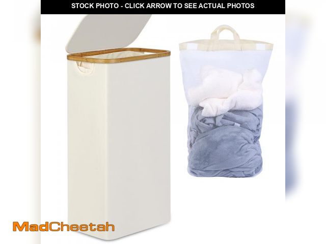 Lot 74-11848873 - efluky Slim Laundry Basket with Lid, Narrow Laundry Hamper with Removable Bag, Skinny Dirty Clothes ...