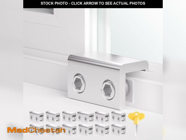 Lot 74-12609112 - Window Locks Security, 12 Sets Double Sliding Window Locks with Key, Window Stoppers for Vertical &a...