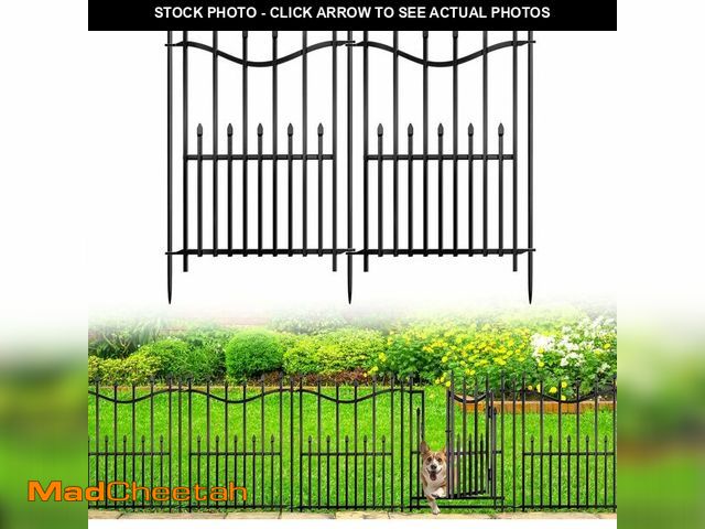 Lot 74-14601021 - 10 Panels No Dig Decorative Garden Fence with Gate, 24in(H) Ãâ 22ft(L) Heavy-Duty Rustproof Metal...