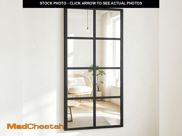 Lot 74-14310744 - edx 24"x36" Matte Black Windowpane Grid Wall Mirror - Leaning &amp; Hanging Decor for Bedroom, Livin...