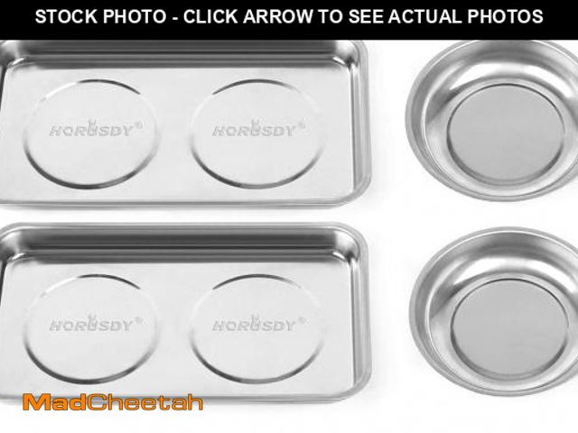 Lot 74-12437299 - HORUSDY 4-Piece Large Magnetic Parts Tray Set, Stainless Steel Heavy Duty 9.5" W x 5.5''L Square and...