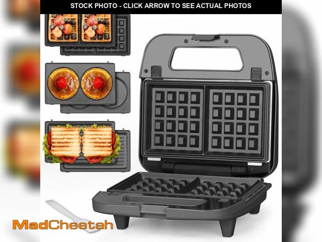 Lot 74-14206450 - BakerÃ¢â¬â¢s Friend 3 in 1 Mini Waffle Maker with Removable Plates, Dual Waffle &amp; Pancake and ...