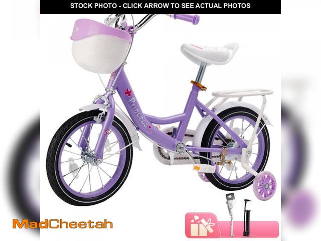 Lot 74-12402235 - ARTUDATECH Girls Bike for Toddlers and Kids Ages 4-9 Years Old, 16 18 Inch Kids Bike with Flashing T...