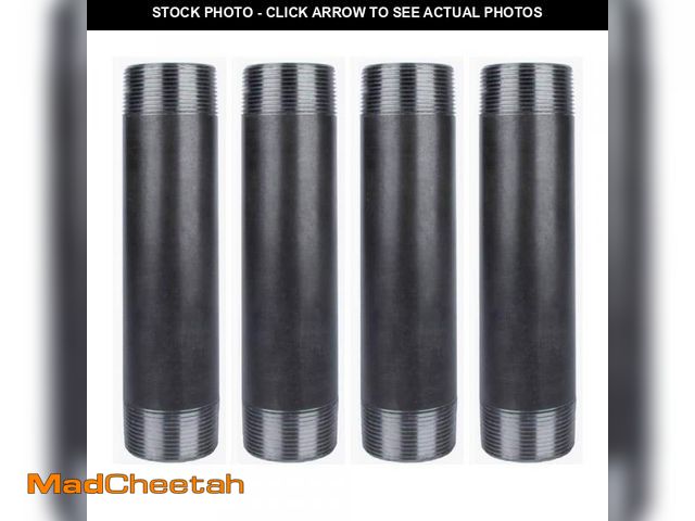 Lot 74-12411295 - PIPE DECOR 1-1/2 in. x 8 in. Black Industrial Steel Grey Plumbing Nipple (4-Pack) - USED