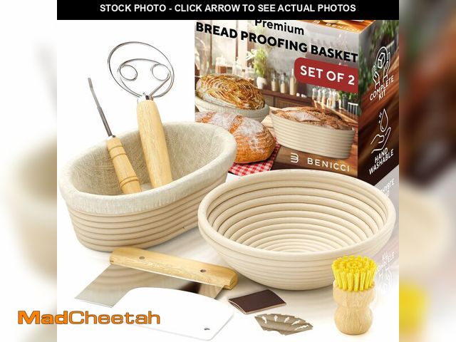 Lot 74-14058164 - Complete Bread Proofing Baskets Set - Premium Quality Kit for Sourdough Bread Making - Includes 9" &...