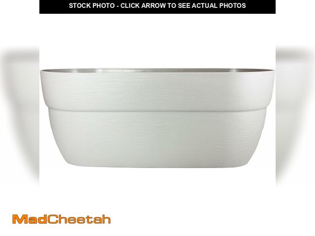 Lot 74-14305530 - Emsco Group 2434-1 Bloomers Self-Watering 24" Weatherproof Resin 6" Railings - White Rain Planter Gr...