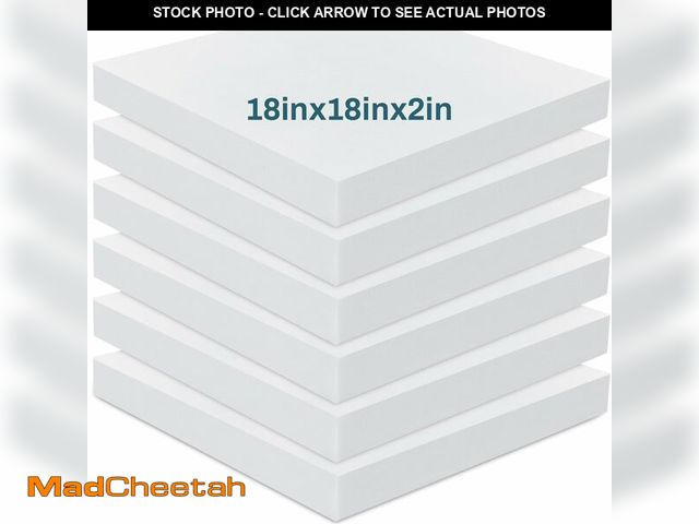 Lot 74-13563932 - Frienda 6 Pack 2" X 18" X 18" Upholstery High Density Foam Cushion White Square Seat Replacement Cus...