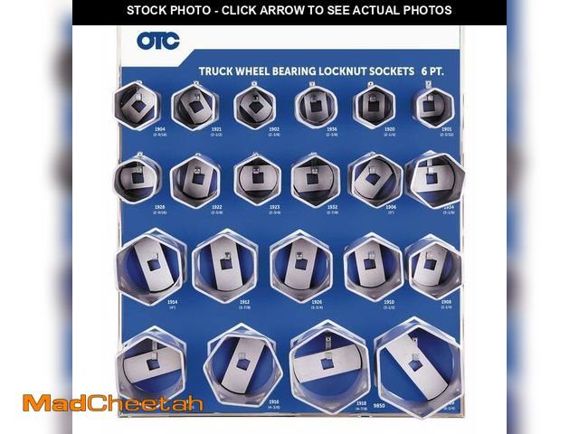 Lot 74-12690044 - OTC 9850 6-Point Truck Wheel Bearing Locknut Socket Set with Tool Board - UNUSED