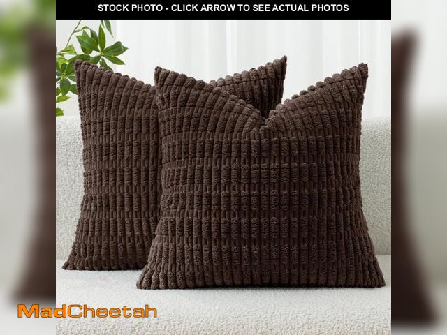 Lot 74-12310262 - MIULEE Pack of 2 Corduroy Decorative Throw Pillow Covers 20x20 Inch Soft Boho Striped Pillow Covers ...