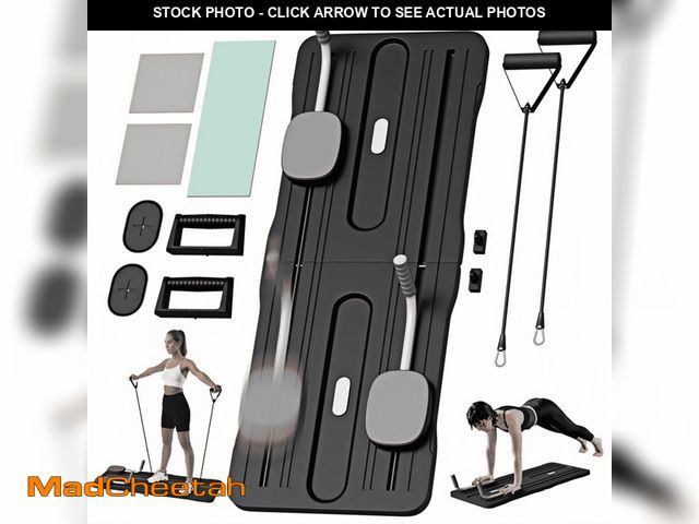 Lot 74-12767863 - 41-Inch 8-in-1 Foldable Pilates Reformer Board with Resistance Bands, Black - USED