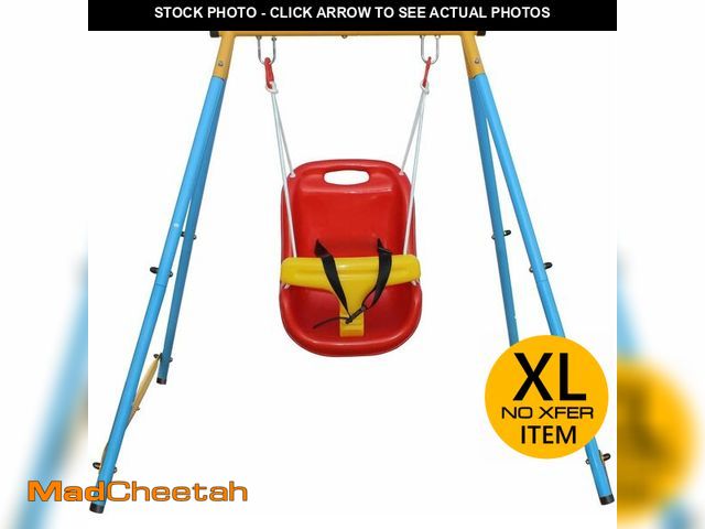 Lot 74-14305888 - (MISSING HARDWARE) SPOFLYINN Metal Swing Set with Safety Belt Toddler Indoor Outdoor Playground Swin...