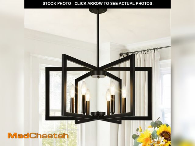 Lot 74-12968363 - 25" Modern Matte Black Chandelier for Dining Room, No Assembly Required Black Dining Room Light Fixt...