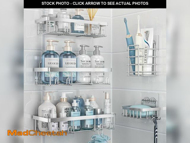 Lot 74-13571534 - Liuoud 5 Pack Shower Caddy Organizer Rack Shelf for Inside Shower, Self Adhesive Bathroom Wall Stora...