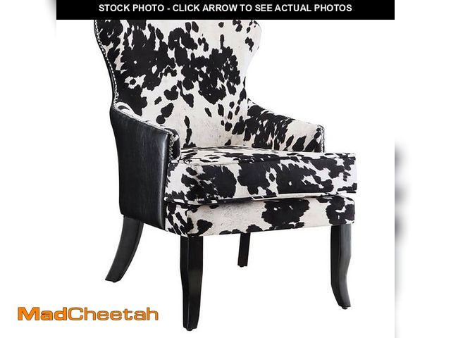 Lot 74-12659508 - Coaster Trea Black and White Microfiber Cowhide Print Accent Chair - USED