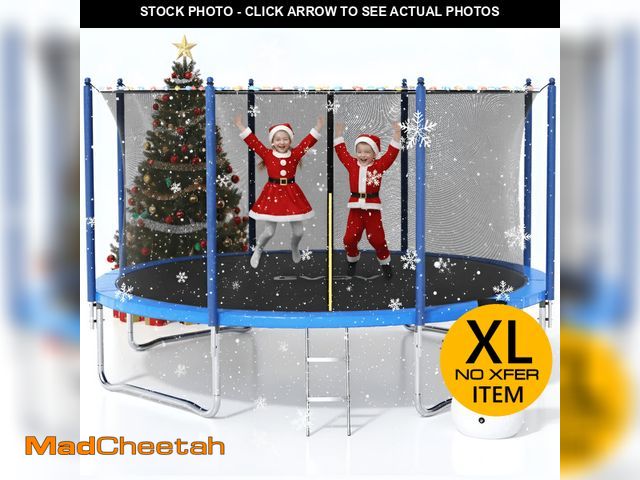 Lot 74-13056043 - (MISSING SPRINGS,LADDER) GVDV Outdoor Trampoline, 12' Backyard Recreational Trampoline with Enclosur...