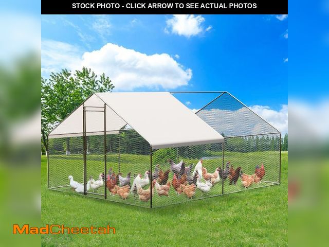 Lot 74-12277481 - Garvee Large Metal Chicken Coop, Walk-in Poultry Cage, Chicken House with Waterproof and Anti-Ultrav...
