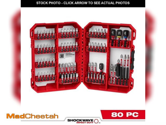 Lot 74-14364093 - Milwaukee SHOCKWAVE Impact-Duty Alloy Steel Screw Driver Bit Set (80-Piece) - UNUSED