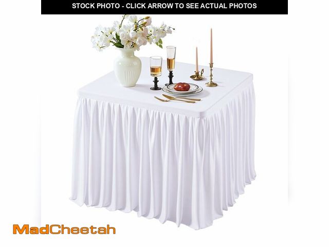 Lot 74-14386780 - White Square Tablecloths 34x34 Inch,Stretch Fitted Small Square Table Cloth Washable Fabric Card Tab...
