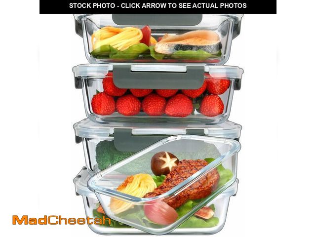 Lot 74-14269738 - M MCIRCO [5-Packs, 36 Oz Glass Meal Prep Containers with Snap Locking Lids Glass Food Containers,Air...