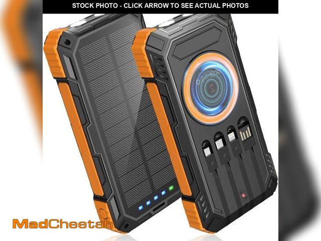 Lot 74-12330710 - Power Bank Solar Charger,49800mAh Wireless Portable Charger with 4 Built-in Cables,22.5W Fast Chargi...