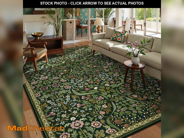 Lot 74-12118474 - Moynesa Floral 6x9 Area Rugs, Washable Green Rugs for Living Room, Boho Large Soft Bedroom Rug, Non ...
