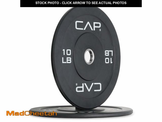 Lot 74-12690125 - (MISSING PLATE) CAP Barbell Economy Olympic Bumper Plate with White Logo, Black, 10 lb Single - UNUS...