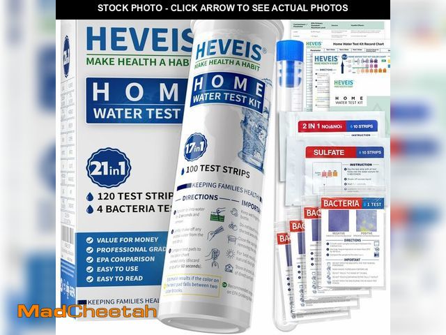 Lot 74-14143539 - 21-in-1 Home Drinking Water Testing Kit - 120 Strips + 4 Bacteria Tests - Tap and Well Water Test Ki...