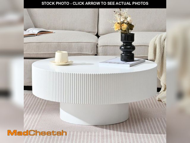 Lot 74-12921328 - Polibi 31.5 in. White Round MDF Coffee Table - UNUSED