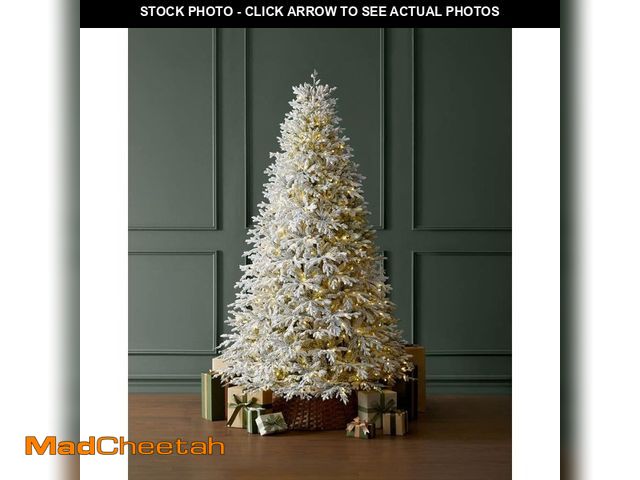 Lot 74-13046924 - Home Decorators Collection 9 ft. Breckenridge Twinkling Adaptive Lighting Downswept Fraser Fir Flock...