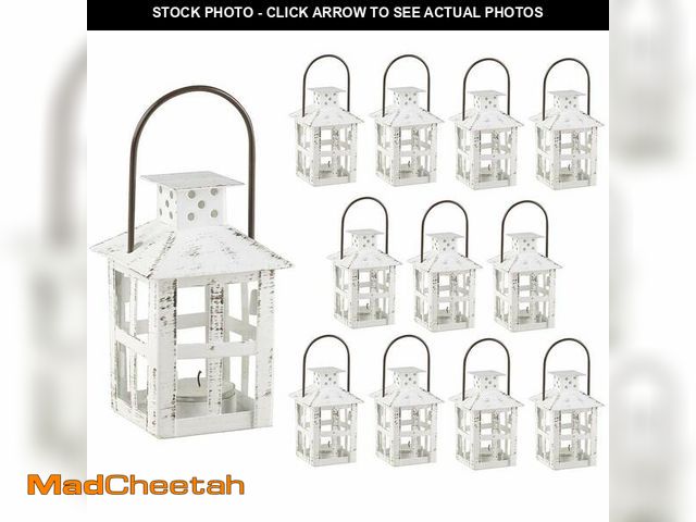 Lot 74-13570905 - Kate Aspen Decorative Lanterns - Set of 12 - Distressed Metal Vintage Mini Lanterns, Centerpiece for...