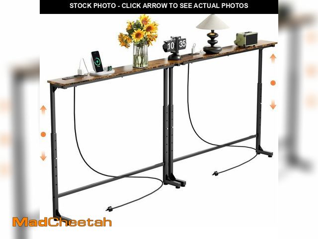 Lot 74-13835924 - GRLEAF 2 Pack Adjustable Height Narrow Console Table with Power Outlets, 78.7" Long Sofa Table with ...