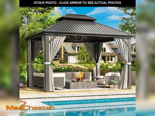 Lot 74-12173397 - VIWAT 10 ft. x 12 ft. Hardtop Gazebo with Aluminum Frame, Galvanized Steel Double Roof Gazebo with N...