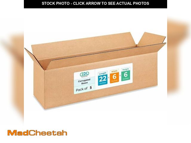 Lot 74-14348874 - Long Moving &amp; Shipping Boxes 22 x 6 x 6 inches (5-Pack) - Extra Strength 200 lb vs Regular - USA...