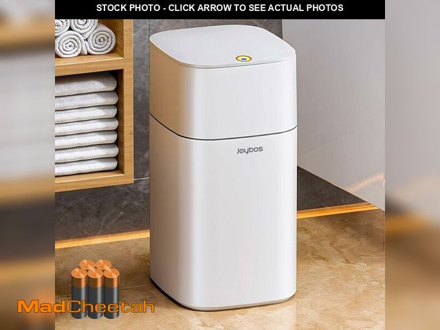 Lot 74-12330089 - O-MART Bathroom Trash Can with Lid, 1.9 Gallon Small Garbage Can with Press Top Lid, Plastic Wasteba...