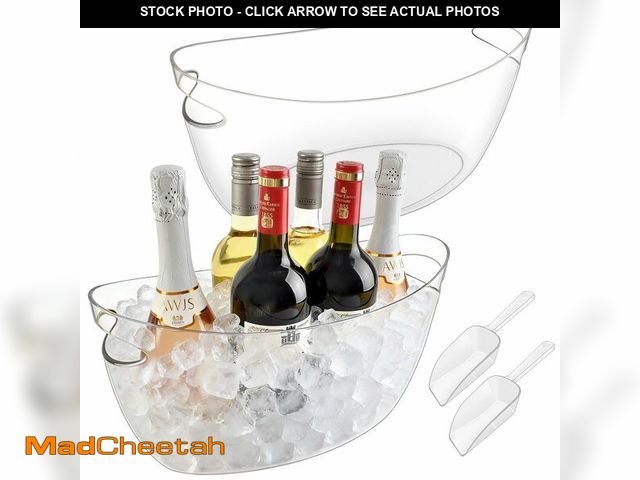 Lot 74-14472515 - 7.5L Ice Buckets for Parties 2 Pcs, Upgraded Thickened Acrylic Ice Bucket Set with 2 Scoops,Large Cl...