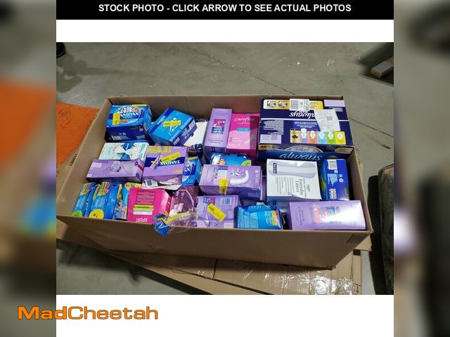 Lot 74-12863873 - Box of Different Sizes and Brands of Pads and Tampons, 40 boxes - UNUSED