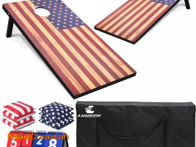 Lot 74-12509895 - 4x2 Ft Cornhole Boards Set, Premium Regulation Size Cornhole Boards with 8 All-Weather Bean Bags, Ca...